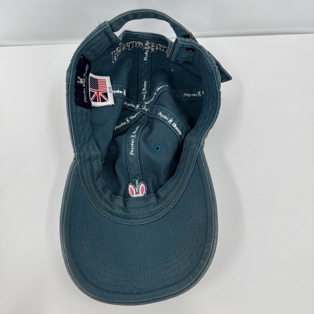 Psycho Bunny Men's One Size Cotton Turquoise Relaxed Fit Adjustable Dad Hat - Picture 6 of 11